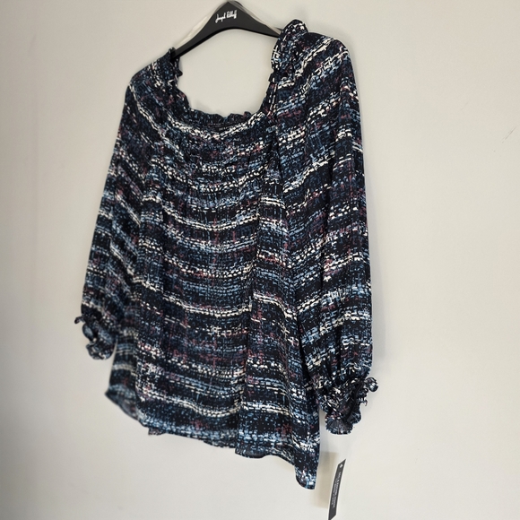 Zac & Rachel Women's Multi-Colored Patterned Ruffle Blouse Sz 2X - Picture 2 of 12